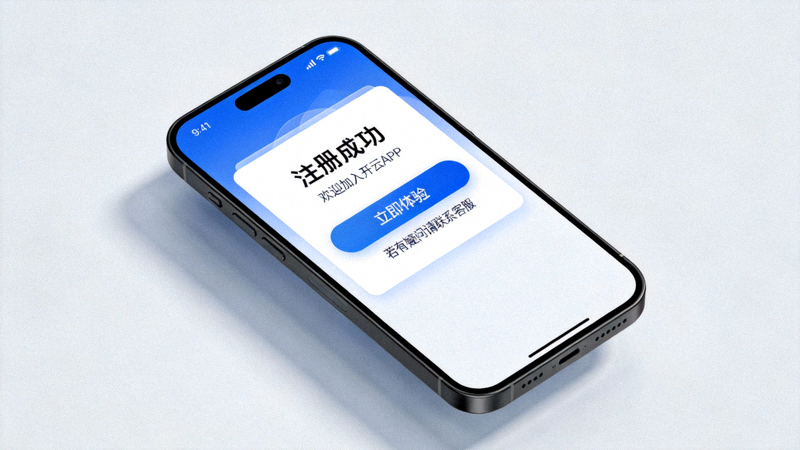 开云APP注册成功提示页面截图，显示欢迎信息并引导进行下一步